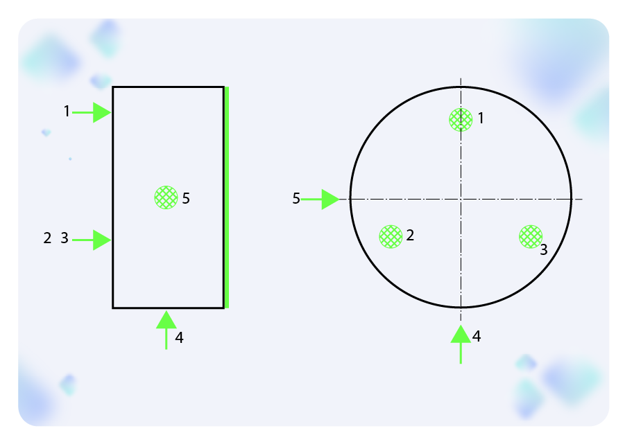 L'image montre le schéma de fixation de la pièce cylindrique courte. 